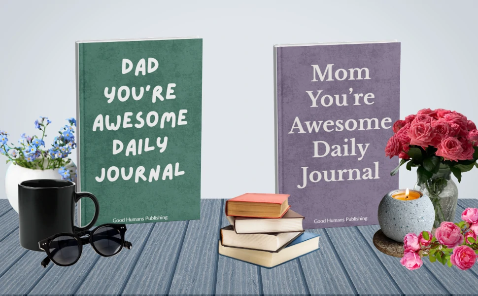 Parents writing together in guided journals for reflection, gratitude, and personal growth